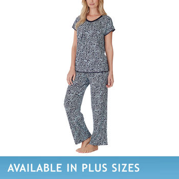 Midnight by Carole Hochman Ladies 2 piece Pajama Set Aqua Navy