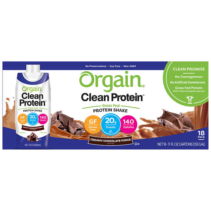 Orgain Clean Grass Fed Whey Protein Shake 11 fl oz, 18-count | My