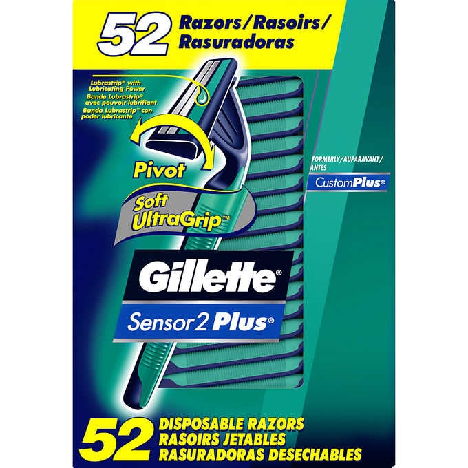 Gillette Sensor 2 Plus Disposable Razors, 52-count